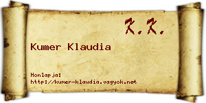 Kumer Klaudia névjegykártya